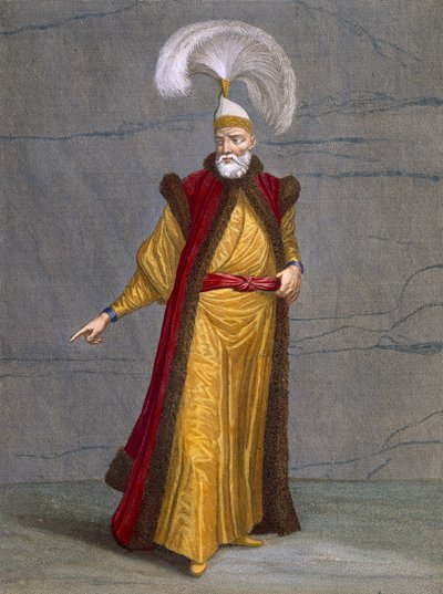 Soulak-Bachi，来自Charles de Ferriol的“代表不同国家的一百张照片集”的第16页，由Gerard Scotin（1671-1716）雕刻，1707-08（彩色engravin） 作者 让·巴蒂斯特·范穆尔